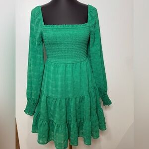 Elegant Green Smocked Short‎ Dress size small